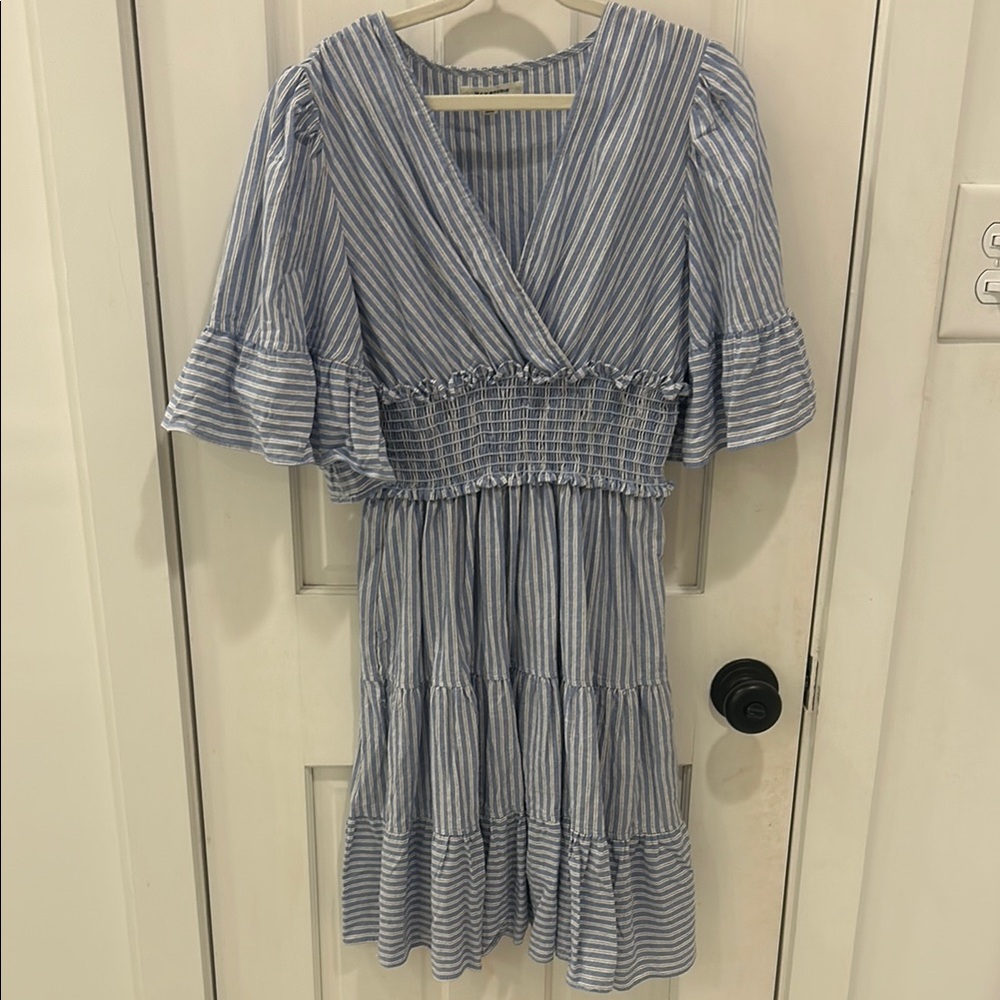 Max Studio Blue and White Striped Dress